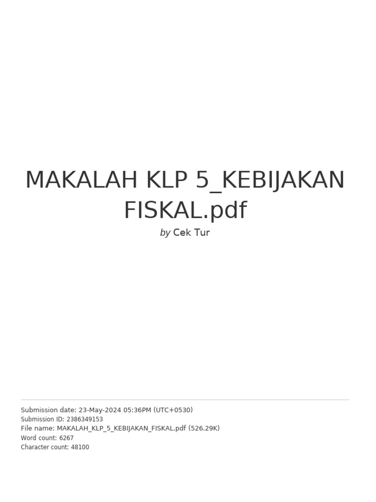 Makalah KLP 5 - Kebijakan Fiskal - Hasil Turnitin | PDF