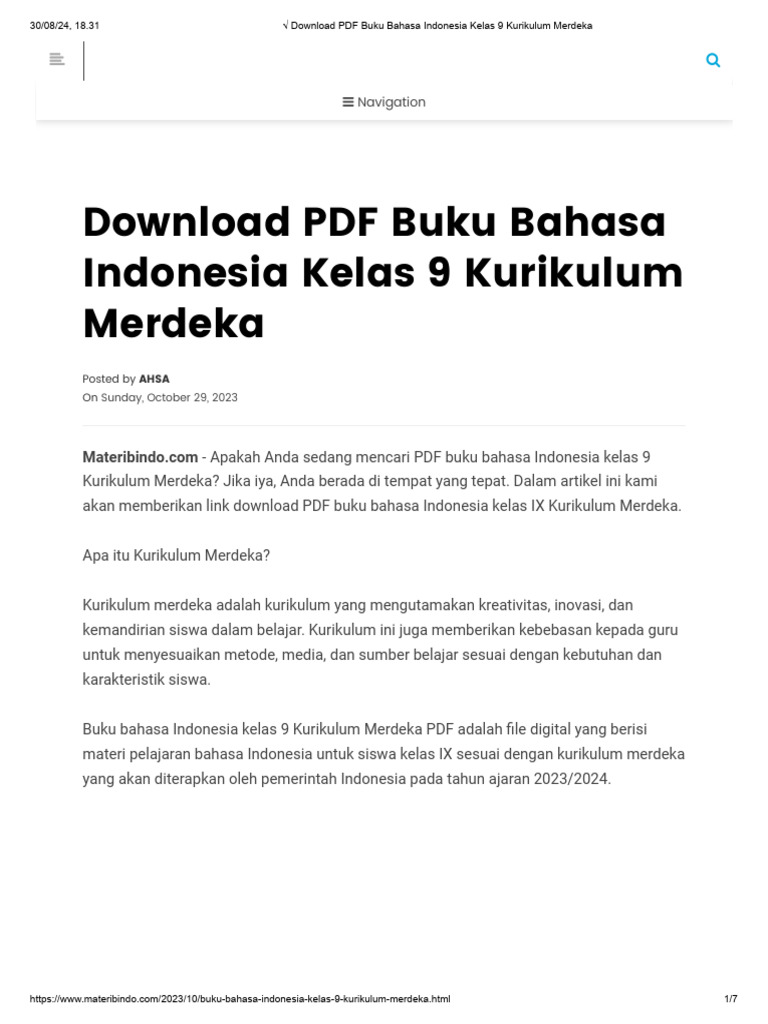 Buku Bahasa Indonesia Kelas 9 PDF | PDF