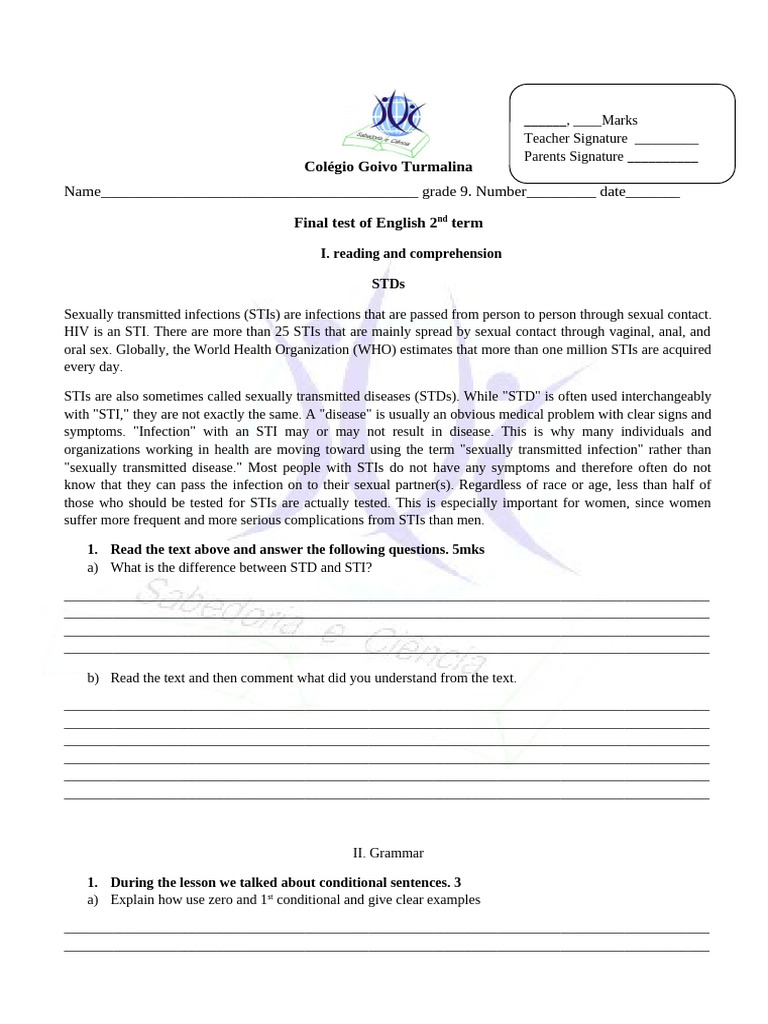 Grade 9 Final Text 2024 2nd Term Pdf