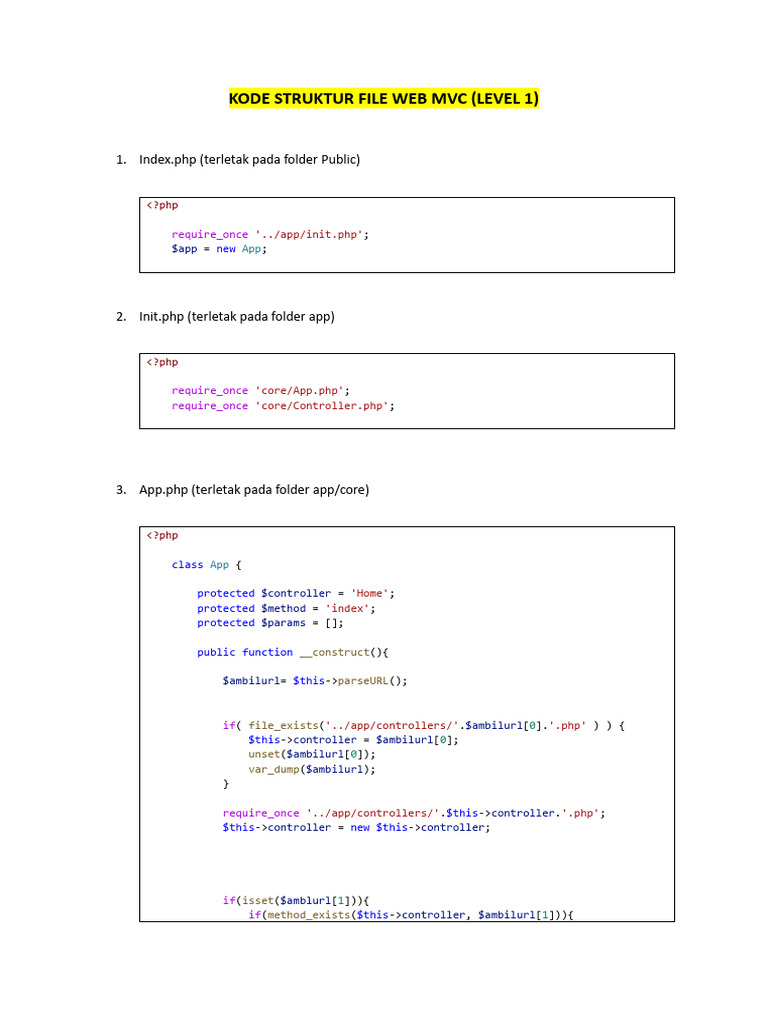 Struktur File Kode MVC (Level) | PDF