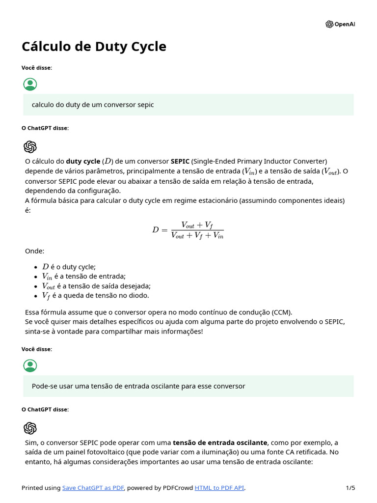 Cálculo de Duty Cycle | PDF