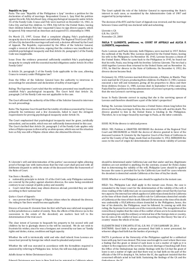 Case Digest II Civil Law Review | PDF | Prejudice (Legal Term) | Annulment