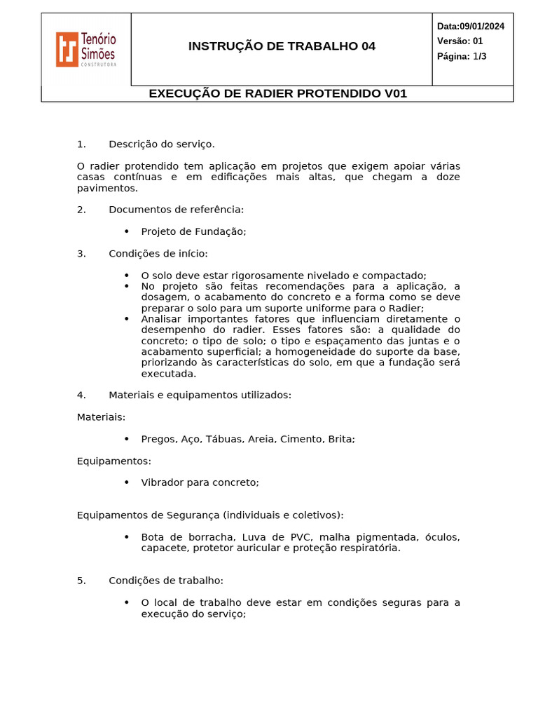 It 04 Execução De Radier Protendido V01 Pdf