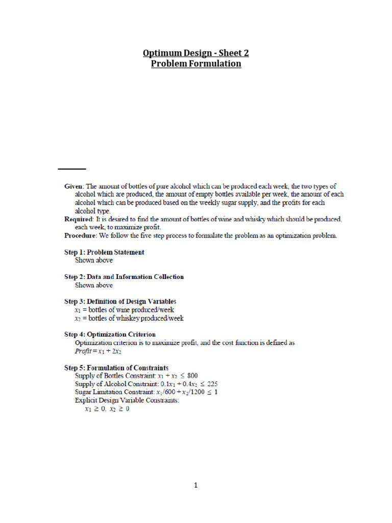Sheet 2 Problem - Formulation Solution | PDF