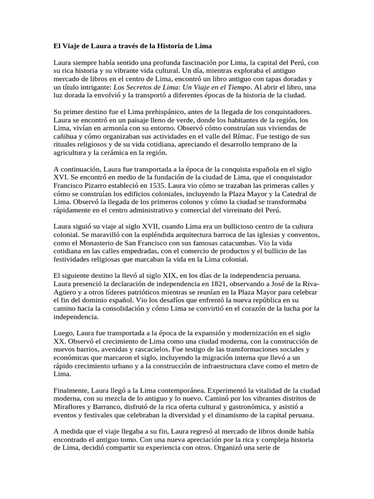 El Viaje de Laura A Través de La Historia de Lima | PDF