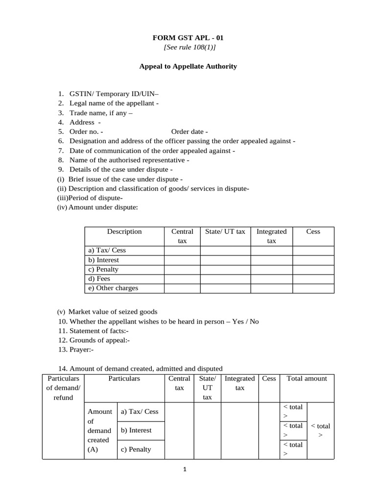Form GST Apl 01 | PDF