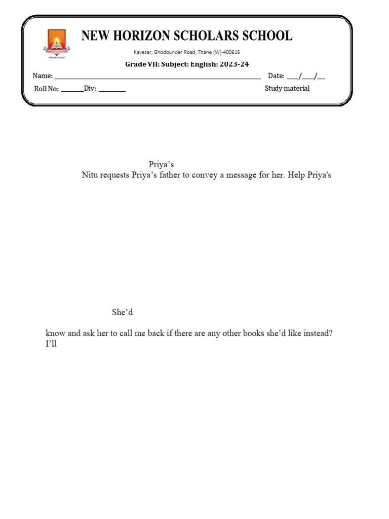 Sample Of Message Writing