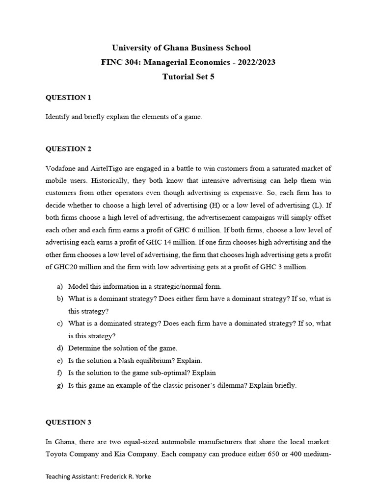 Tutorial Set 5-1 | PDF