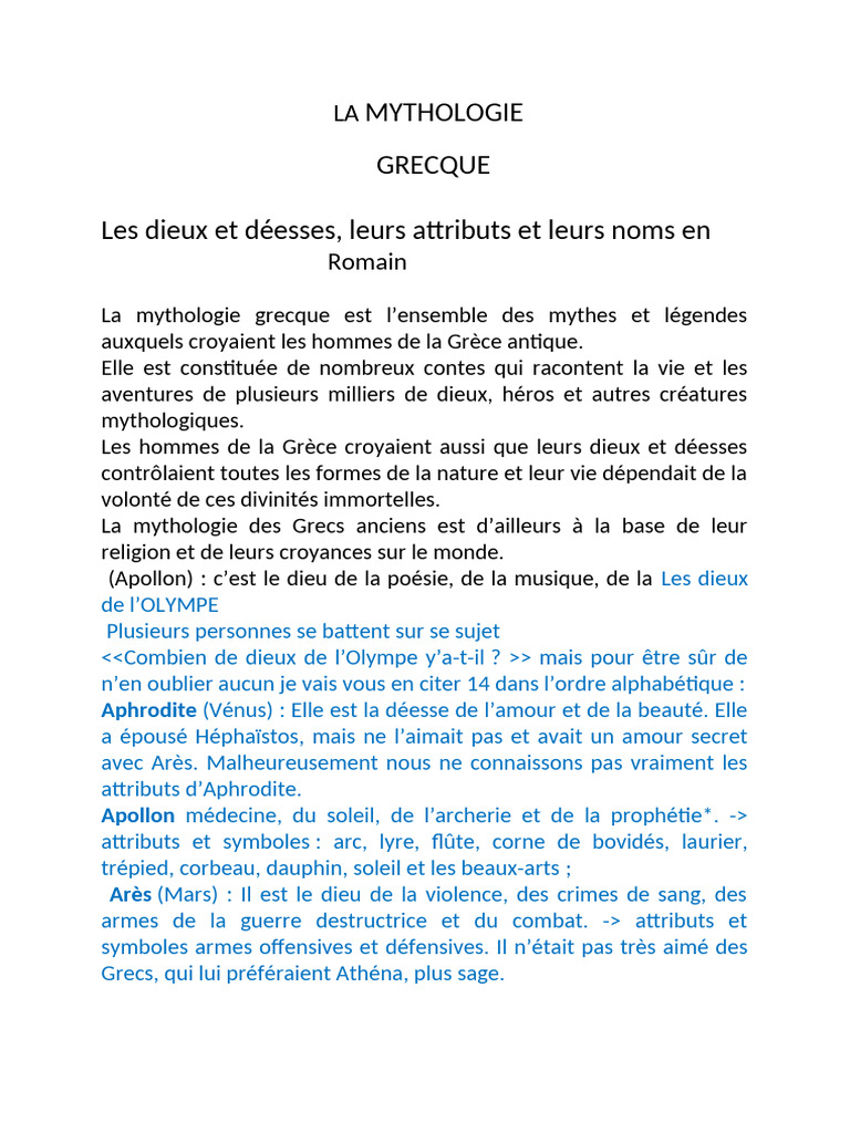 La Mythologie Grecque | PDF