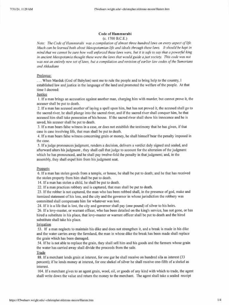 Code of Hammurabi | PDF
