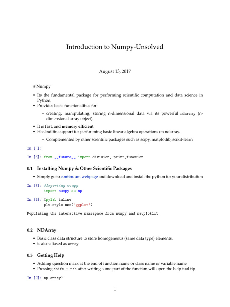 Introduction To Numpy | PDF