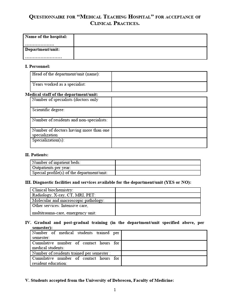 Accreditation Form For Hospitals | PDF
