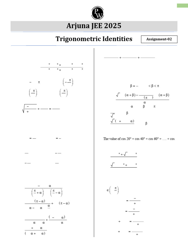 66a8e34e3ca0eaebacc70317 - ## - Trigonometric Identities - Assignment ...