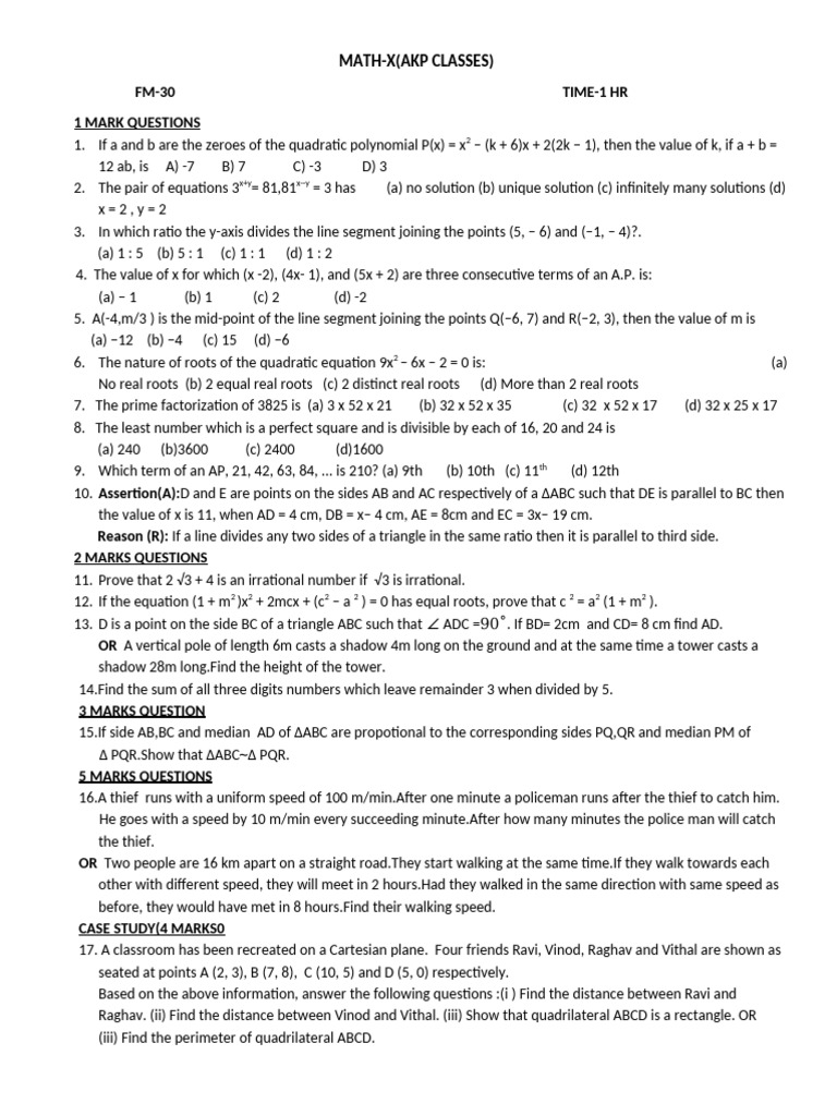 Quadratic Polynomial Zeros and Equations | PDF | Zero Of A Function ...