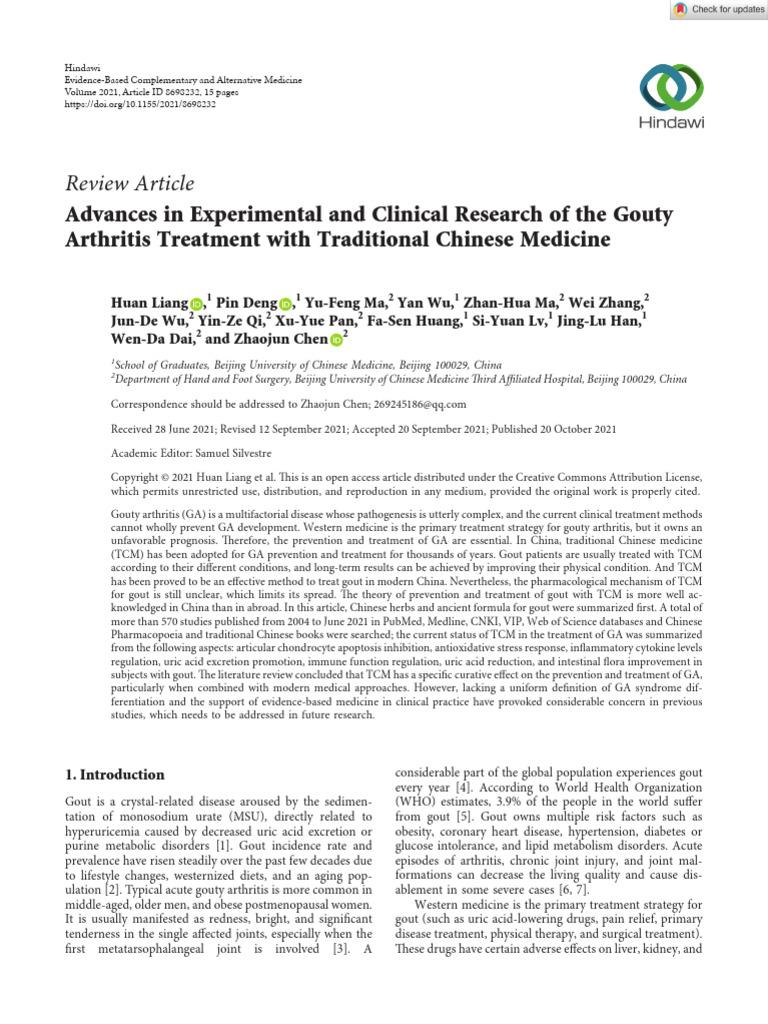 Evidence-Based Complementary and Alternative Medicine - 2021 - Liang ...