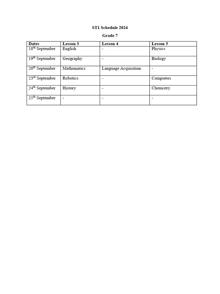 St1 Schedule | PDF