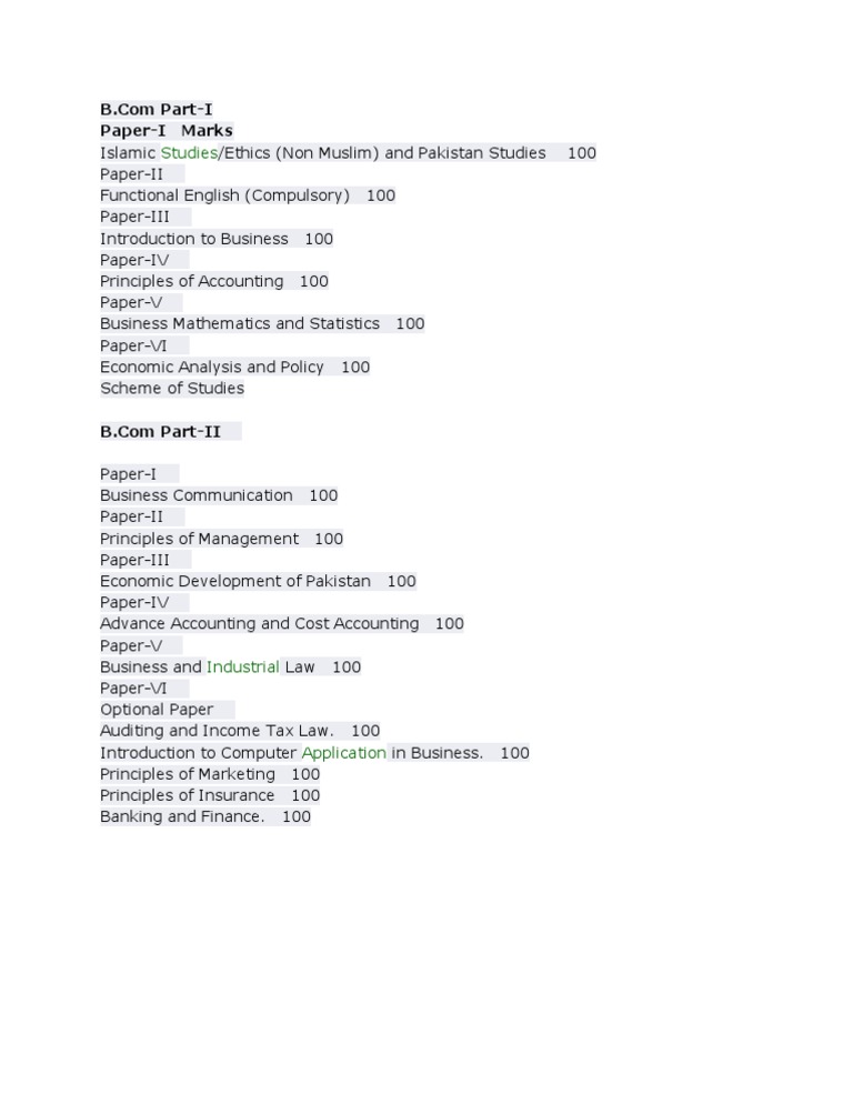 B.Com Program Course Structure Overview | PDF