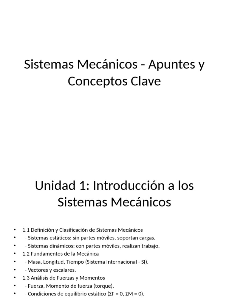Sistemas Mecanicos Presentacion Pdf