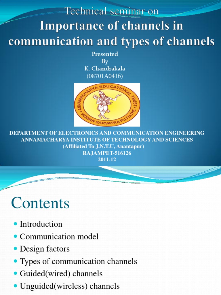 Presented by K. Chandrakala (08701A0416) | PDF | Channel ...
