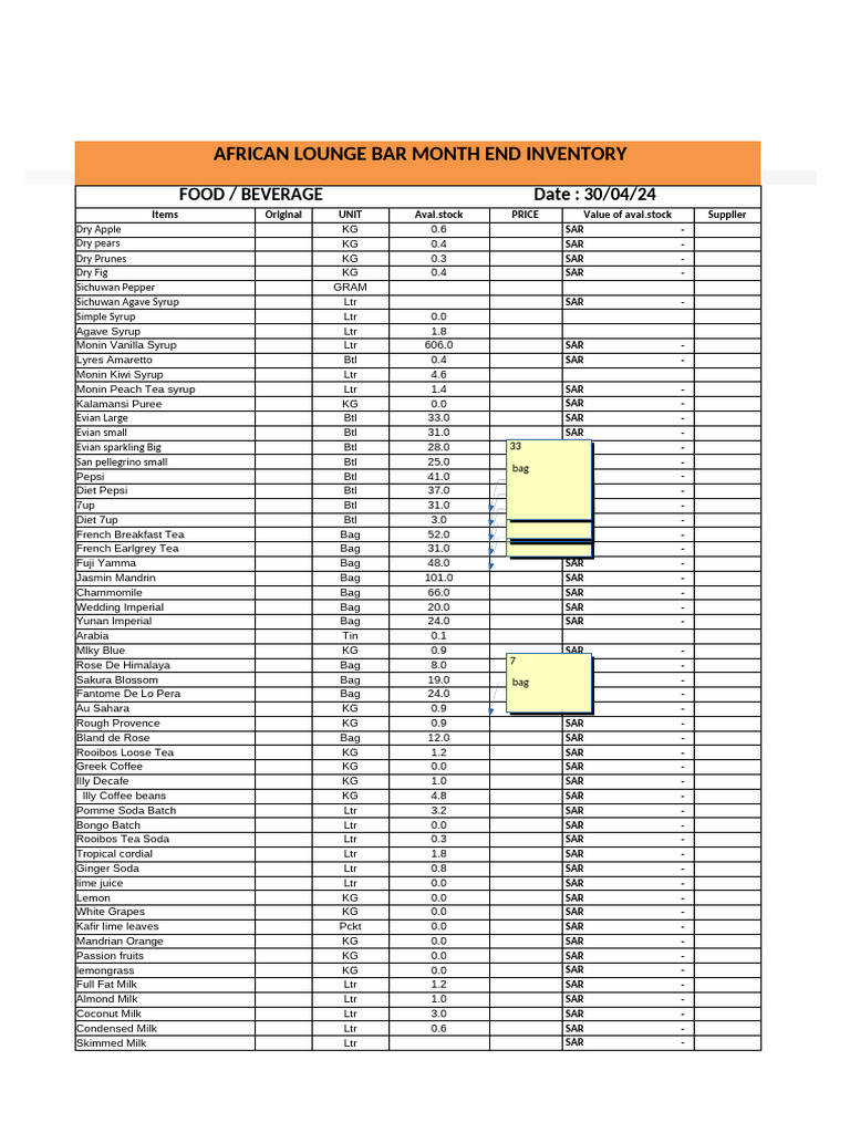 AL BAR April2024 Month End Inventory | PDF