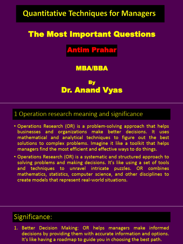 Quantitative Techniques For Managers Pdf