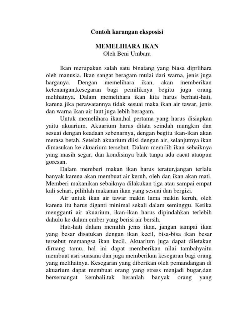 Contoh karangan eksposisi