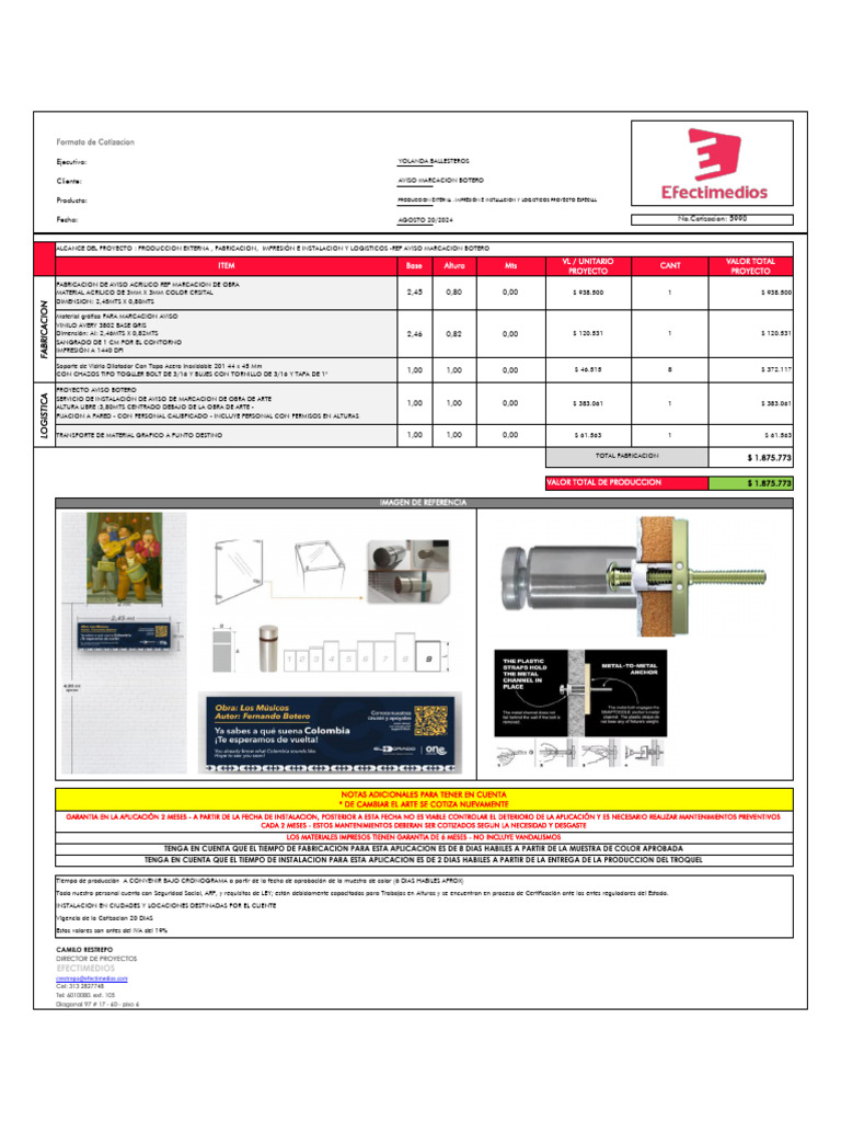 5990 Cotizacion Aviso Marcacion Botero | PDF