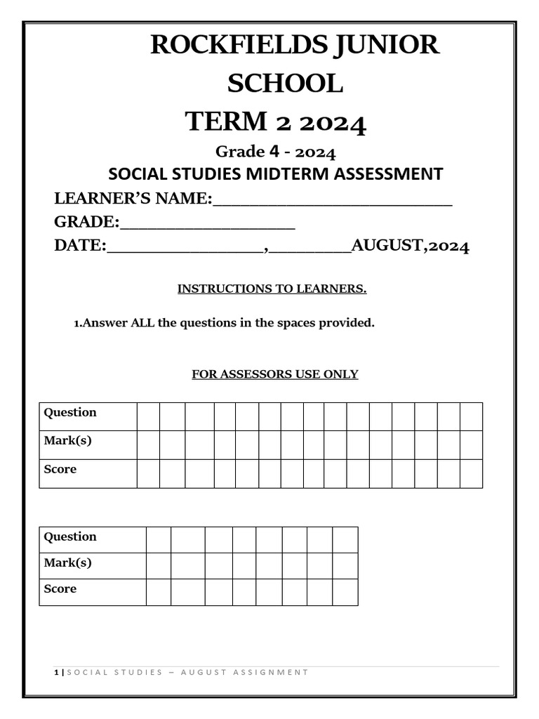 Grade 4 august holiday assignment 2024 aug pdf