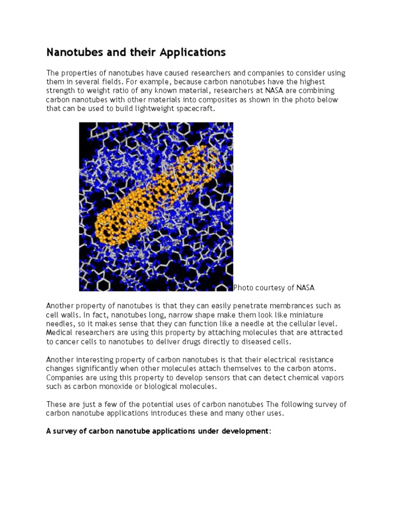 Nanotubes and Their Applications | PDF