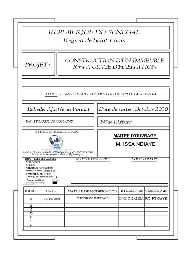 Ferraillage Des Poutres Ph Etage 1 2 3 4 Pdf