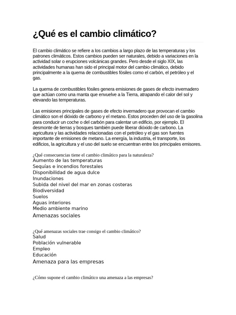 Impacto Global Del Cambio Climático Pdf Gases De Efecto Invernadero