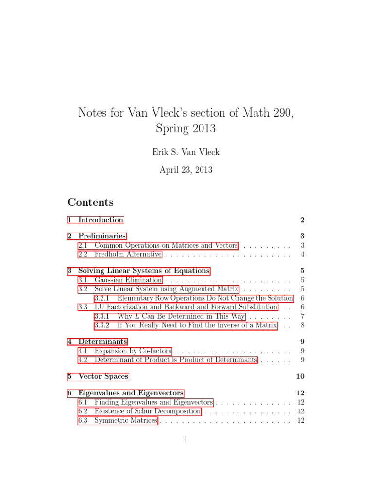 Linear Algebra Notes | PDF