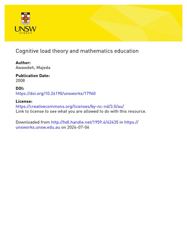 Cognitive Load in Math Education | PDF | Working Memory | Memory