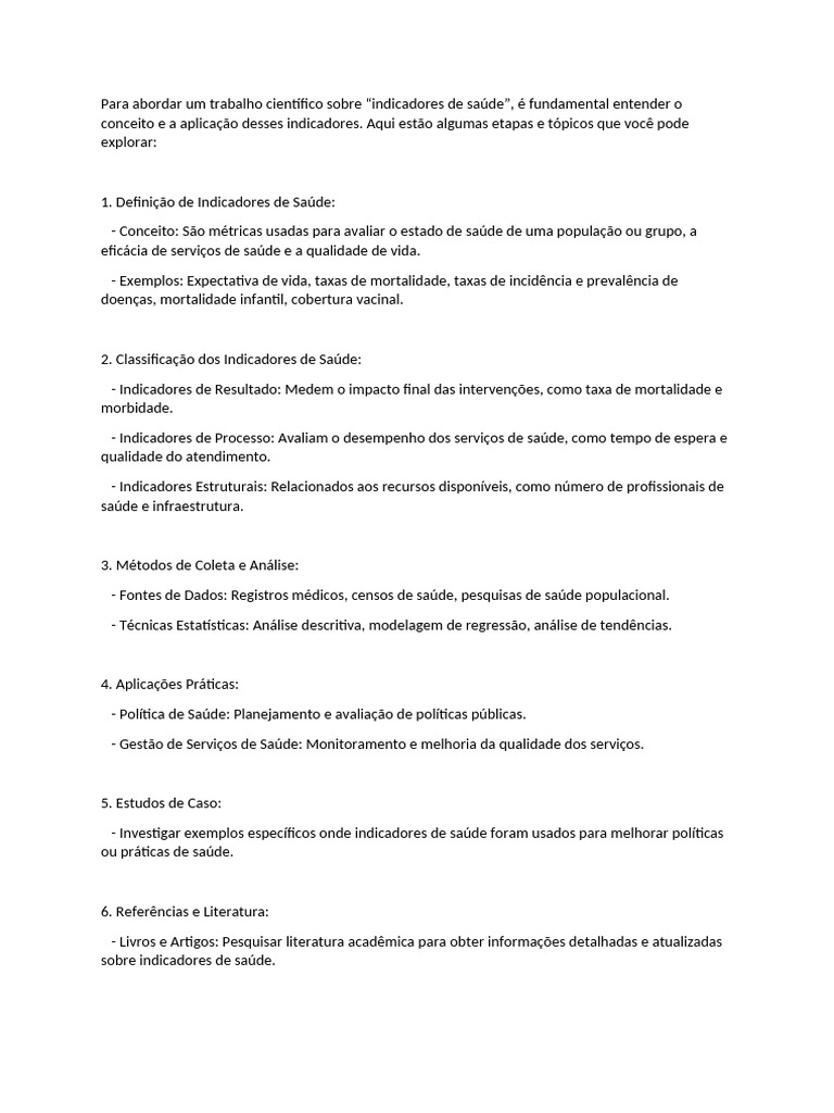 How make good homework of health indicator pdf