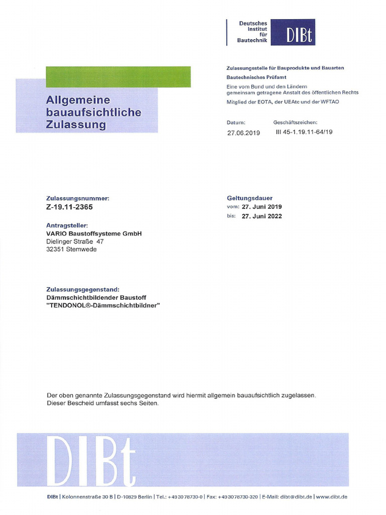 AbZ. DiBT Tendonol DSB | PDF