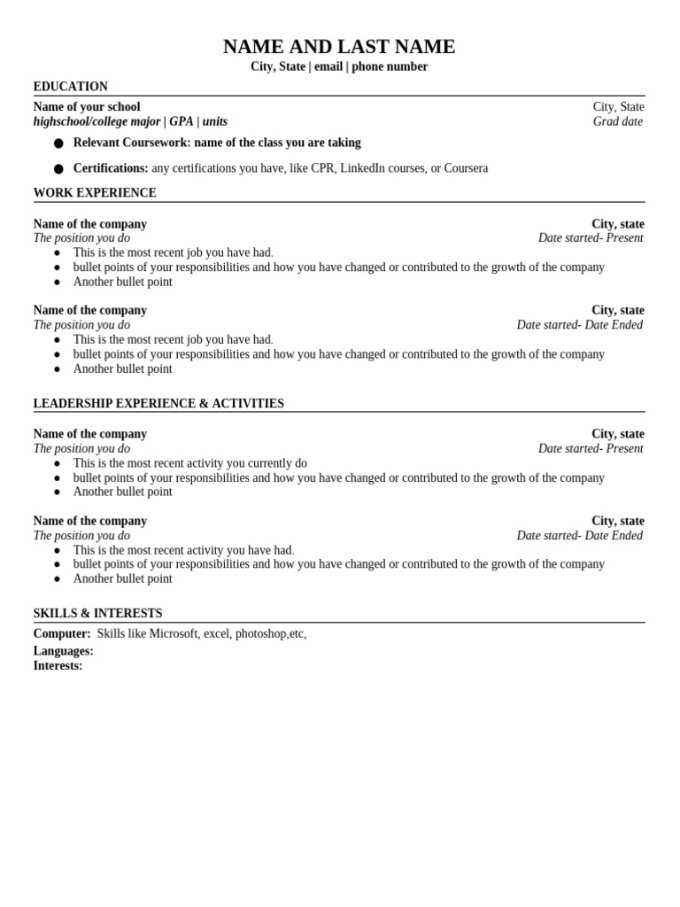 FREE Resume Template PDF - 1727636336