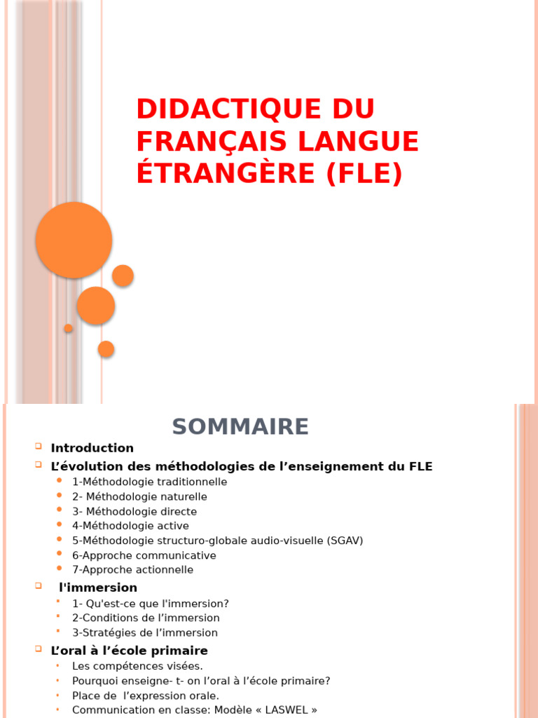 Méthodologies du FLE et immersion | PDF | Apprentissage | Acquisition ...