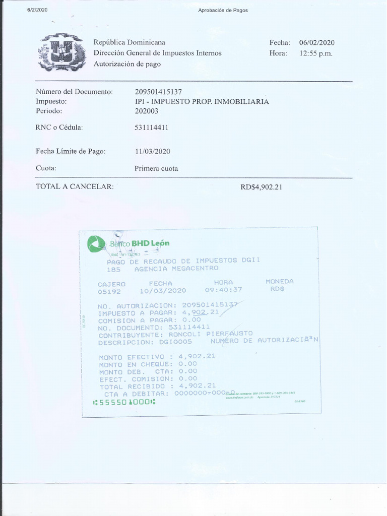 Recibos Pago Ipi - Roncoli y Pierpaolo | PDF