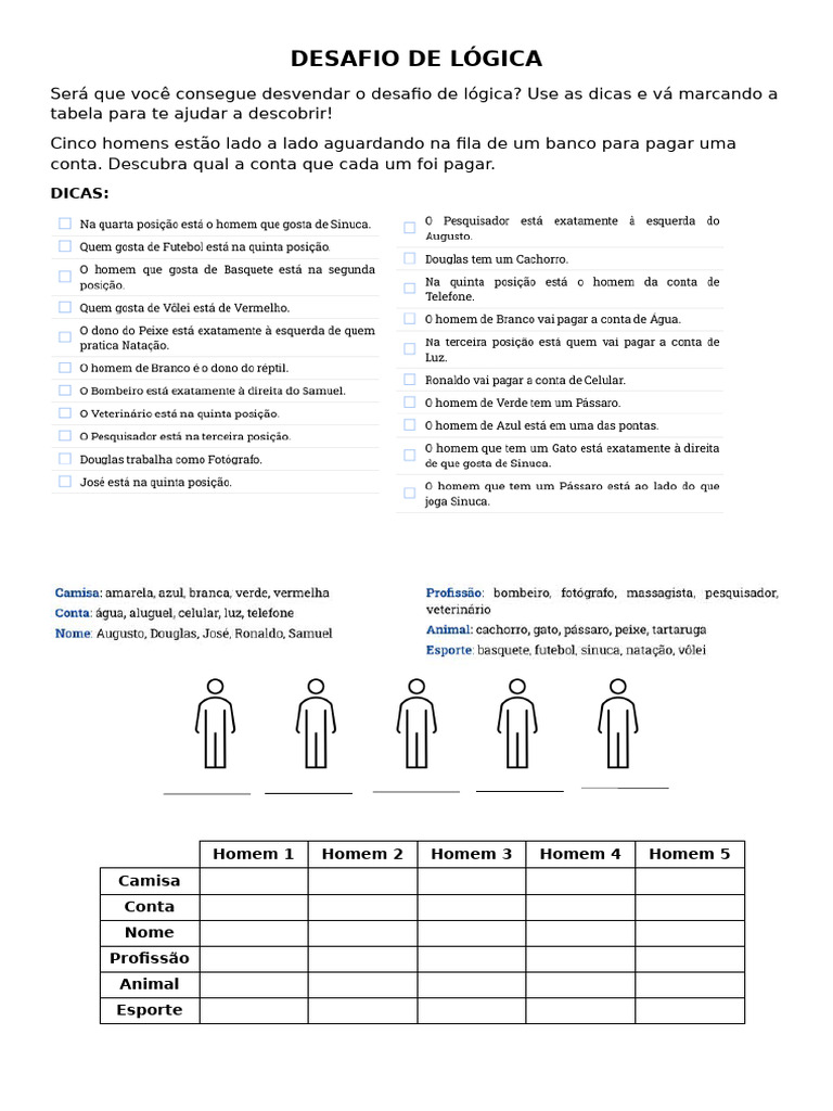 Desafio de Lógica 6D | PDF