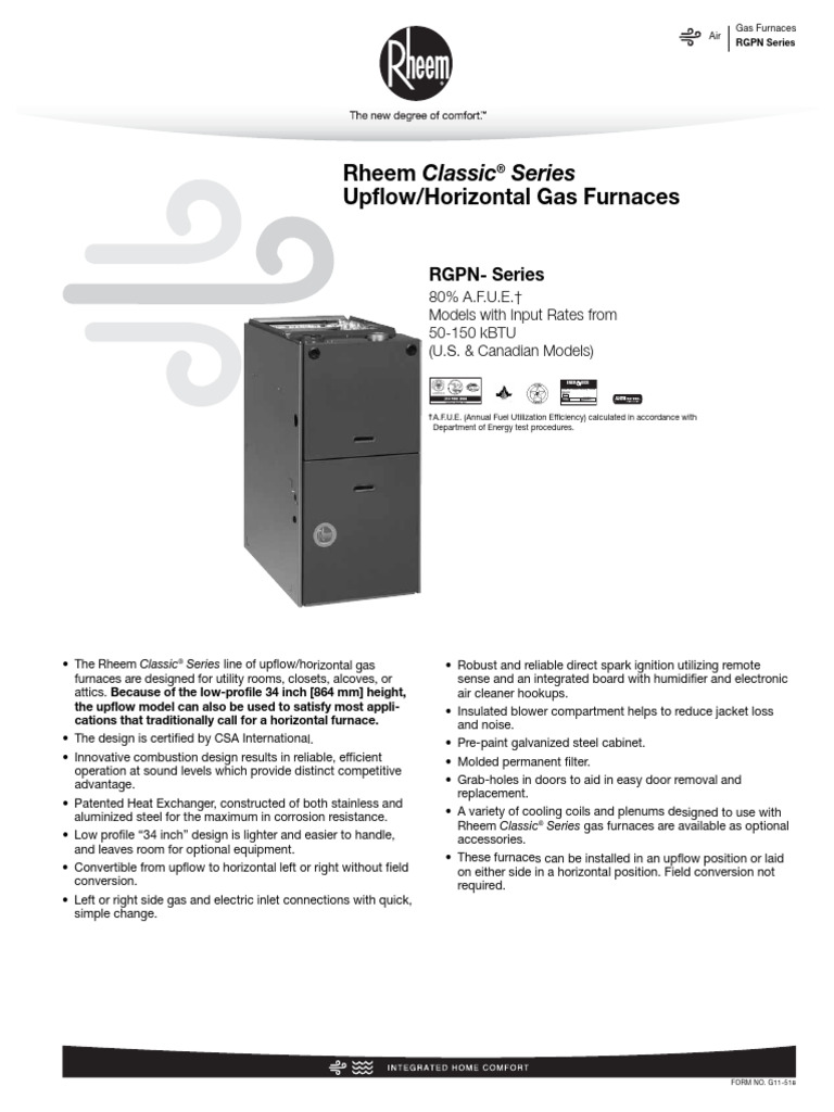 Rheem RGP Series Furnace | PDF | Energy Technology | Mechanical Engineering