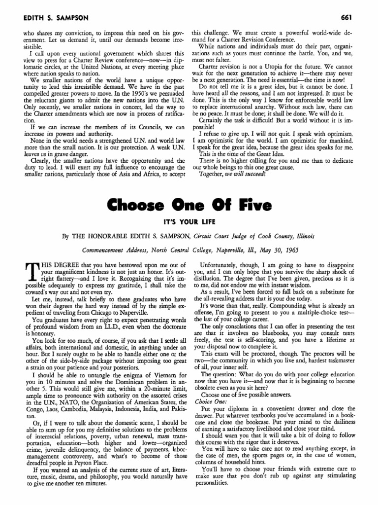 Choose One of Five 1965 | PDF