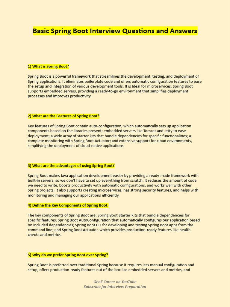 Step 4 - Spring Boot Basic Interview Questions and Answers | PDF
