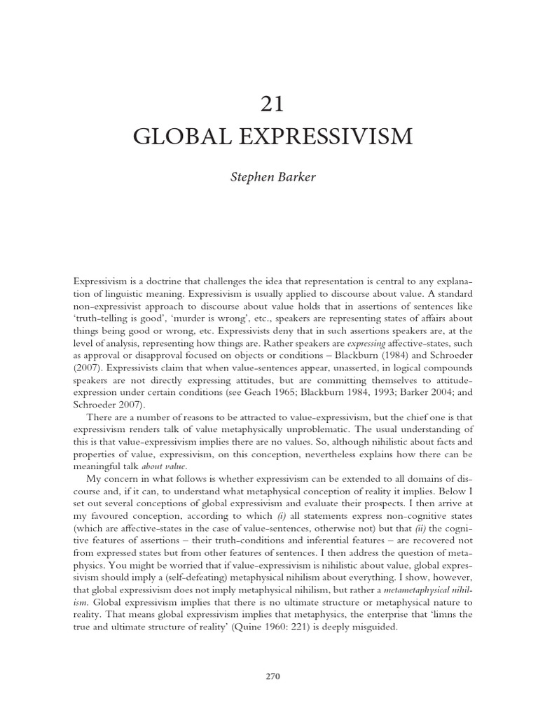 Expressivism Barker 2020 | PDF | Metaphysics | Science & Mathematics