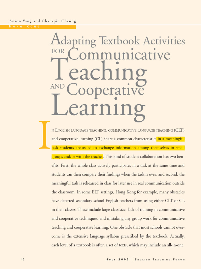 Adapting Textbook Activities (Yang & Cheung) | PDF