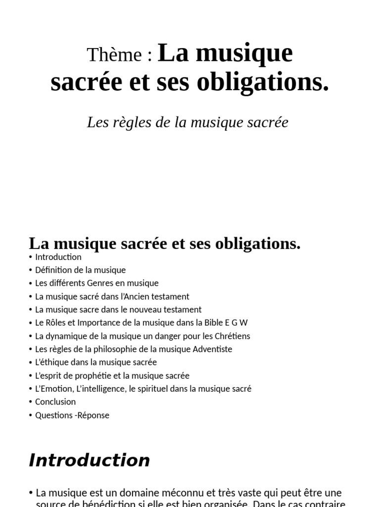 La Musique Sacree Et Ses Obligations | PDF