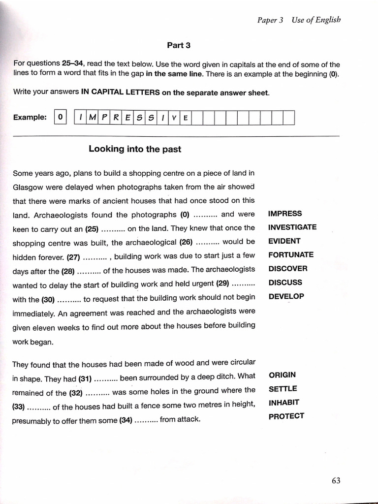 Fce Testbook 5 - Test 3 Use of English Parts 3-4 Exercise | PDF