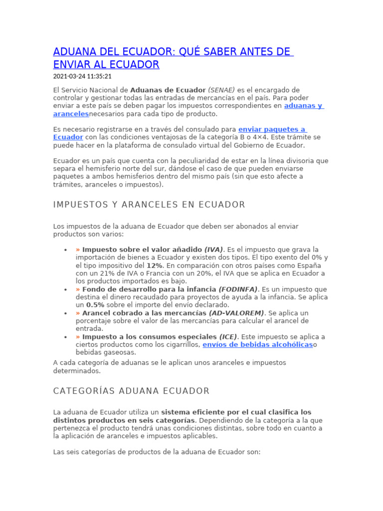 Guía de Aduanas y Aranceles en Ecuador 2025 | PDF | Arancel | aduana