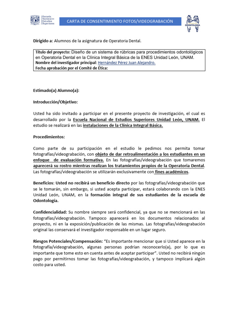 Consentimiento Informado Alumn@s | PDF