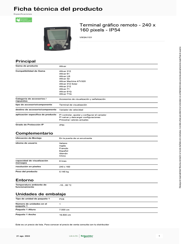 VW3A1101 | Keypad | SCHNEIDER ELECTRIC | SEI