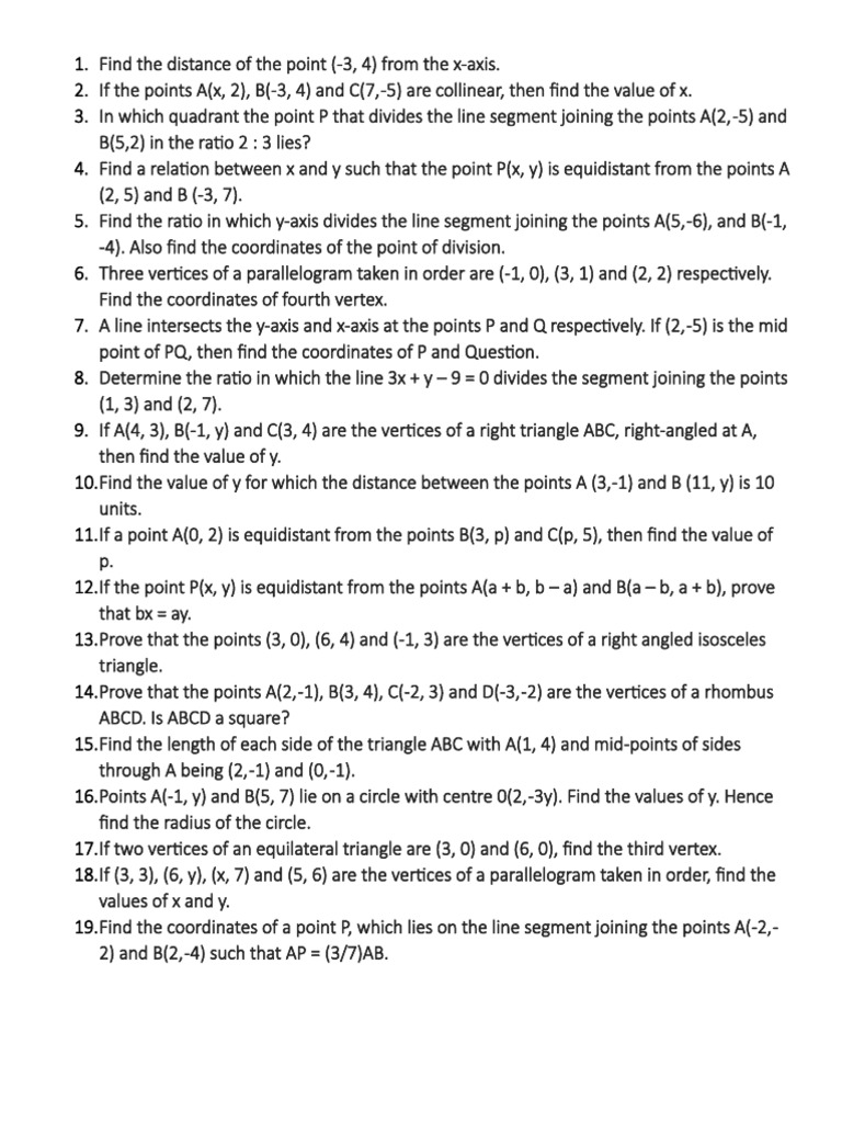 Class 10 Coordinate Geometry Ex 7.2